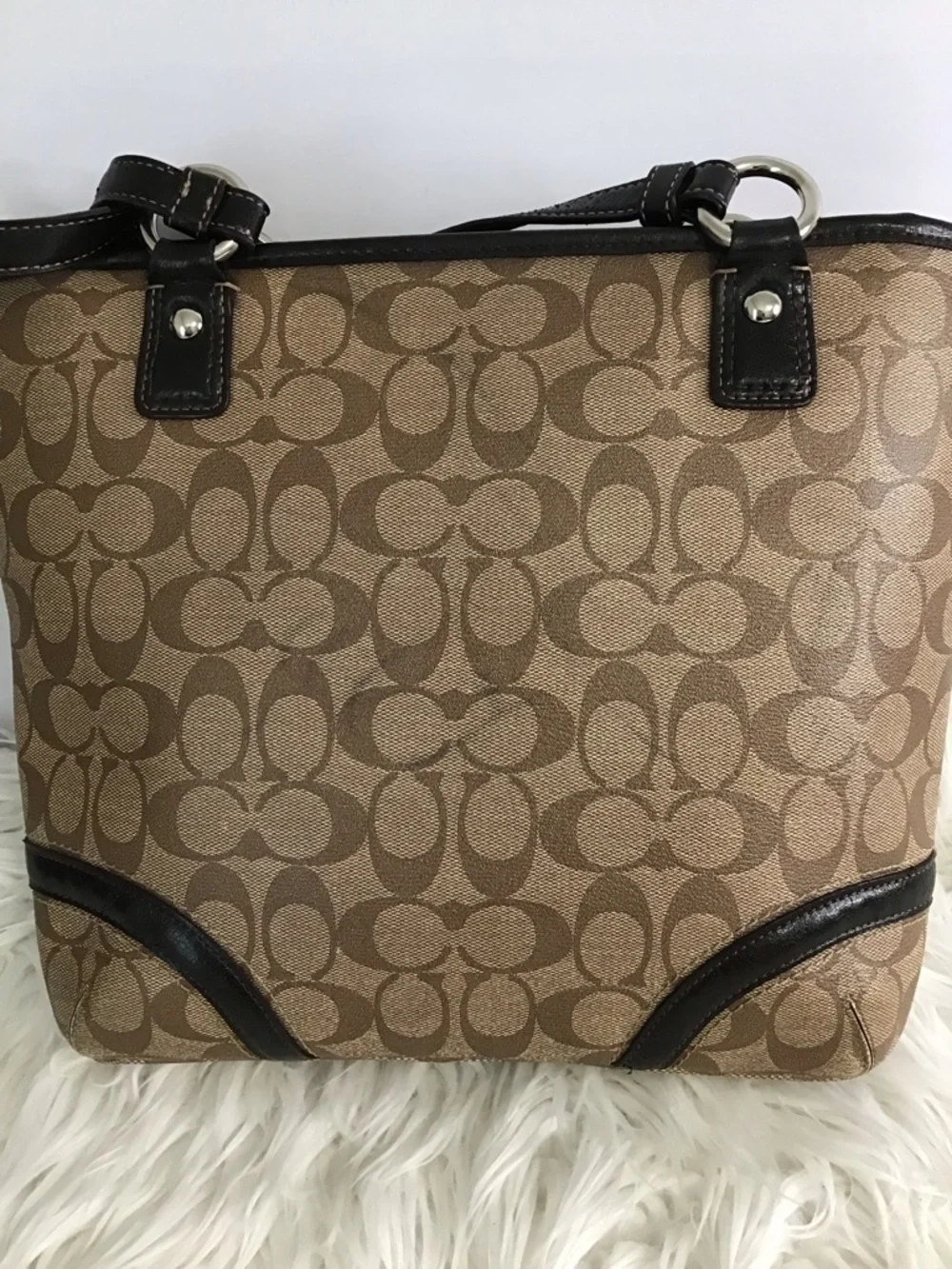 Coach Peyton Signature Logo Heritage Handbag Tote BrownVintage Y2K